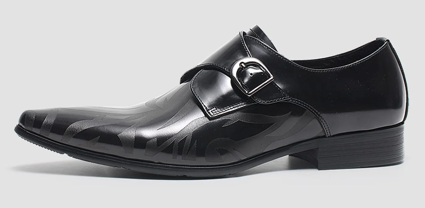 Men’s Leather Dress Shoes – Monk Strap Loafres with Single Buckle, Cushioned Insole & Slip-Resistant Sole for Business Casual, Wedding & Formal Wear