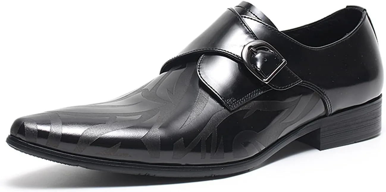 Men’s Leather Dress Shoes – Monk Strap Loafres with Single Buckle, Cushioned Insole & Slip-Resistant Sole for Business Casual, Wedding & Formal Wear