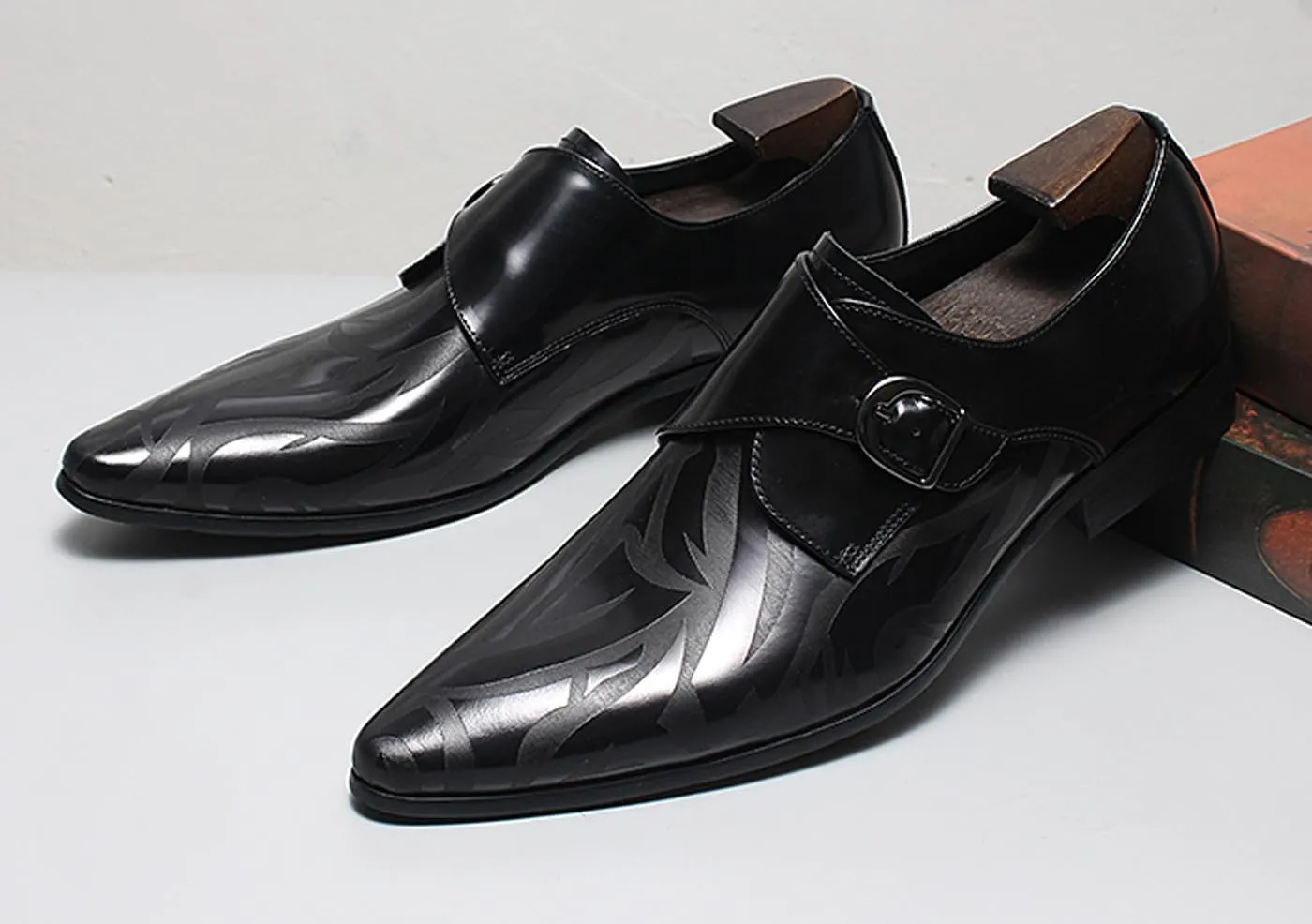 Men’s Leather Dress Shoes – Monk Strap Loafres with Single Buckle, Cushioned Insole & Slip-Resistant Sole for Business Casual, Wedding & Formal Wear