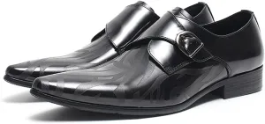 Men’s Leather Dress Shoes – Monk Strap Loafres with Single Buckle, Cushioned Insole & Slip-Resistant Sole for Business Casual, Wedding & Formal Wear