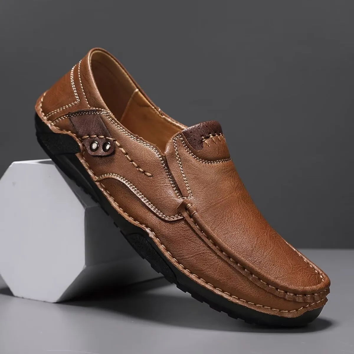Men's Leather Loafers Slip On Shoes,Casual Fashion Business Arkget Office Driving Shoes for Men【includes Extra Insole】