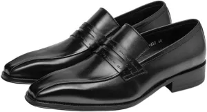 Men's Leather Shoes Square Toe Low Top Shoes Casual Business Wedding Shoes True to Size Clear Texture Loafers Rubber Sole Shock Absorption
