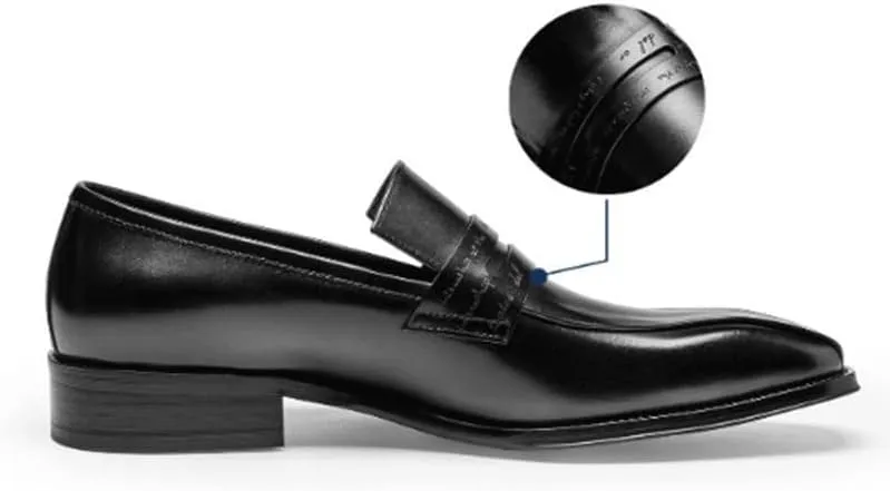 Men's Leather Shoes Square Toe Low Top Shoes Casual Business Wedding Shoes True to Size Clear Texture Loafers Rubber Sole Shock Absorption