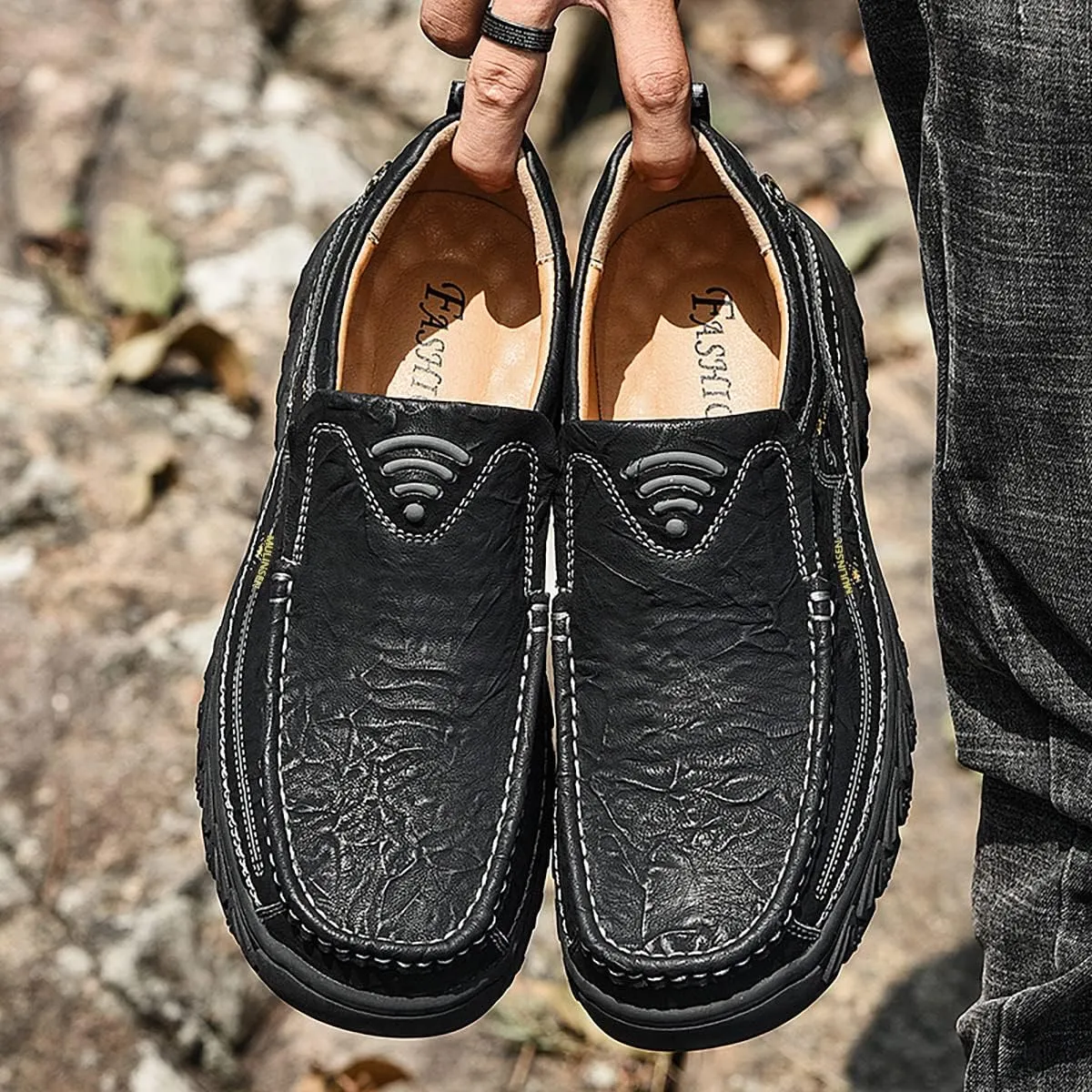 Mens Loafers Casual Slip on Shoes Walking Leather Breathable