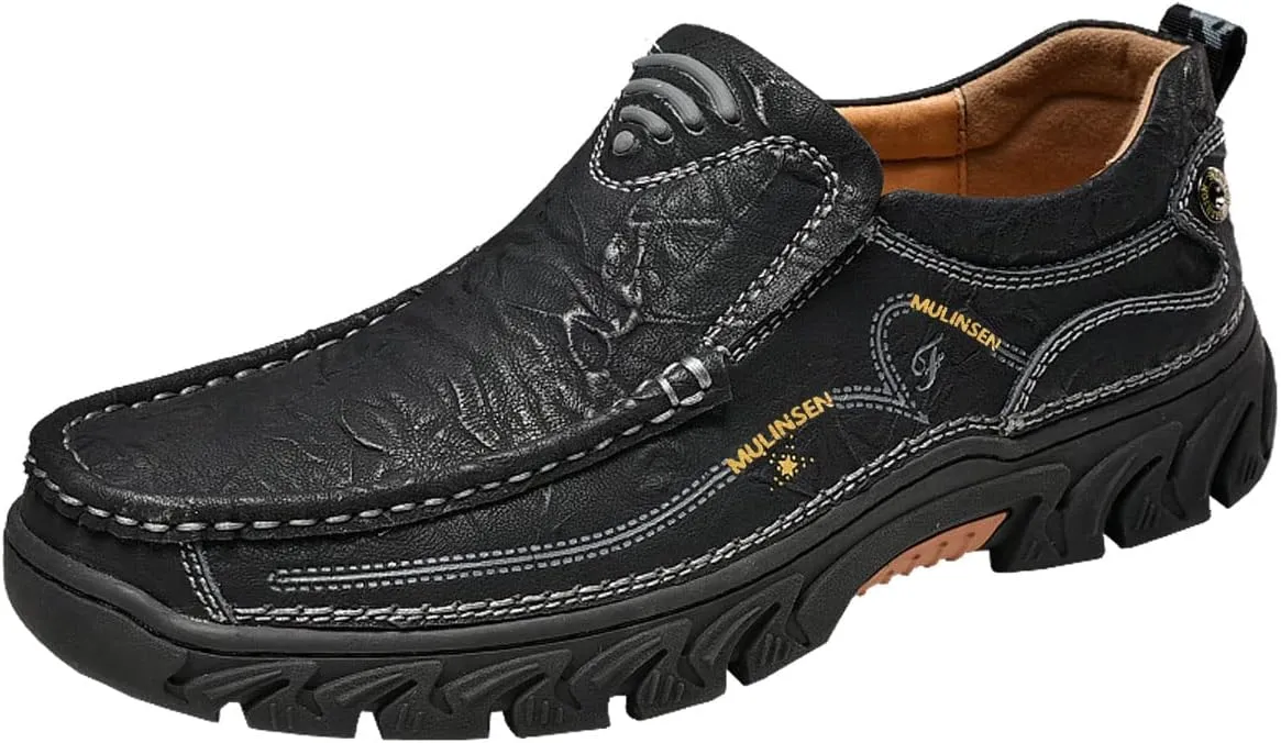 Mens Loafers Casual Slip on Shoes Walking Leather Breathable