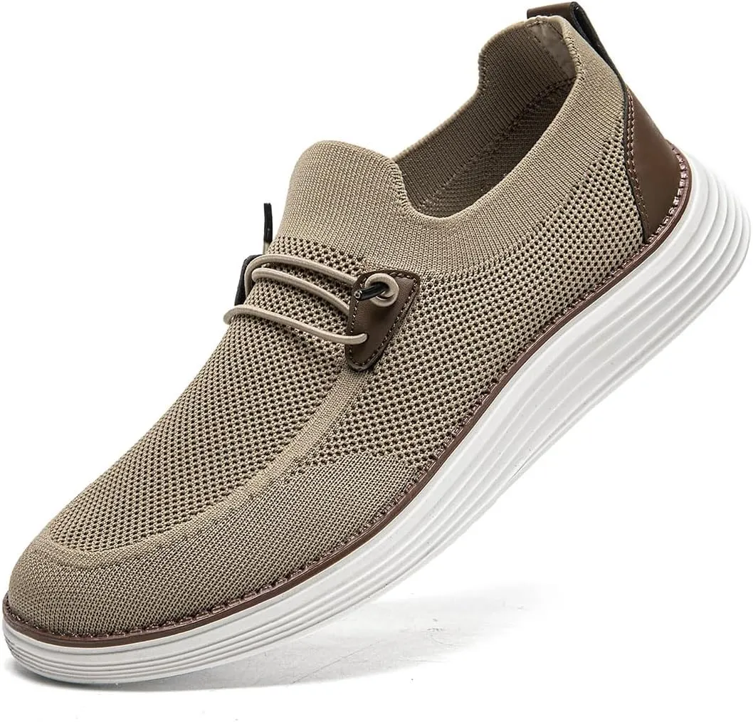 Men's Loafers Slip On Shoes Men Boat Shoes Casual Walking Shoes for Men Comfort Lightweight Breathable Brown Size 12