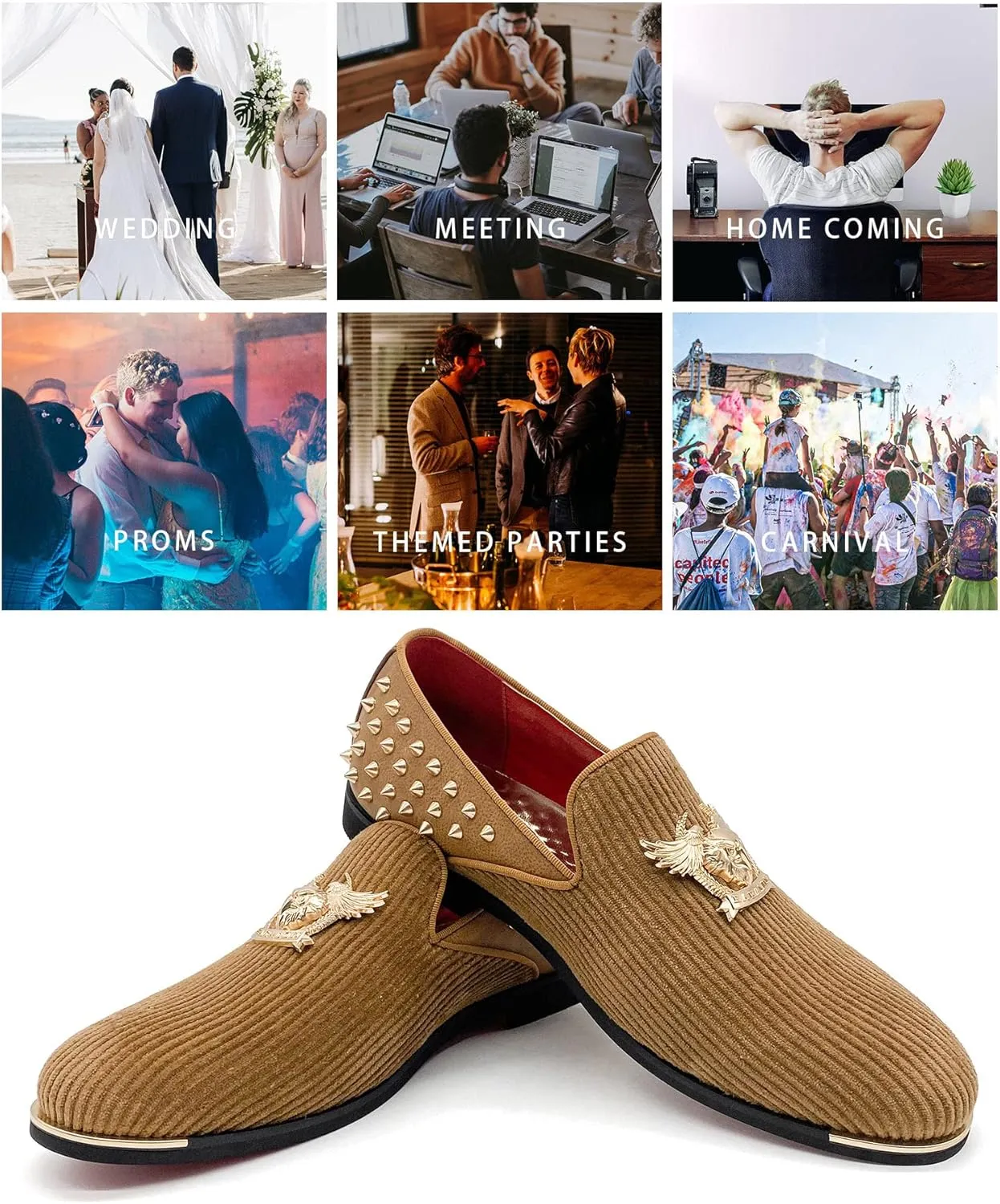 Men's Loafers Vintage Slip on Suede Dress Shoes Velvet Dress Loafers Size 7-13