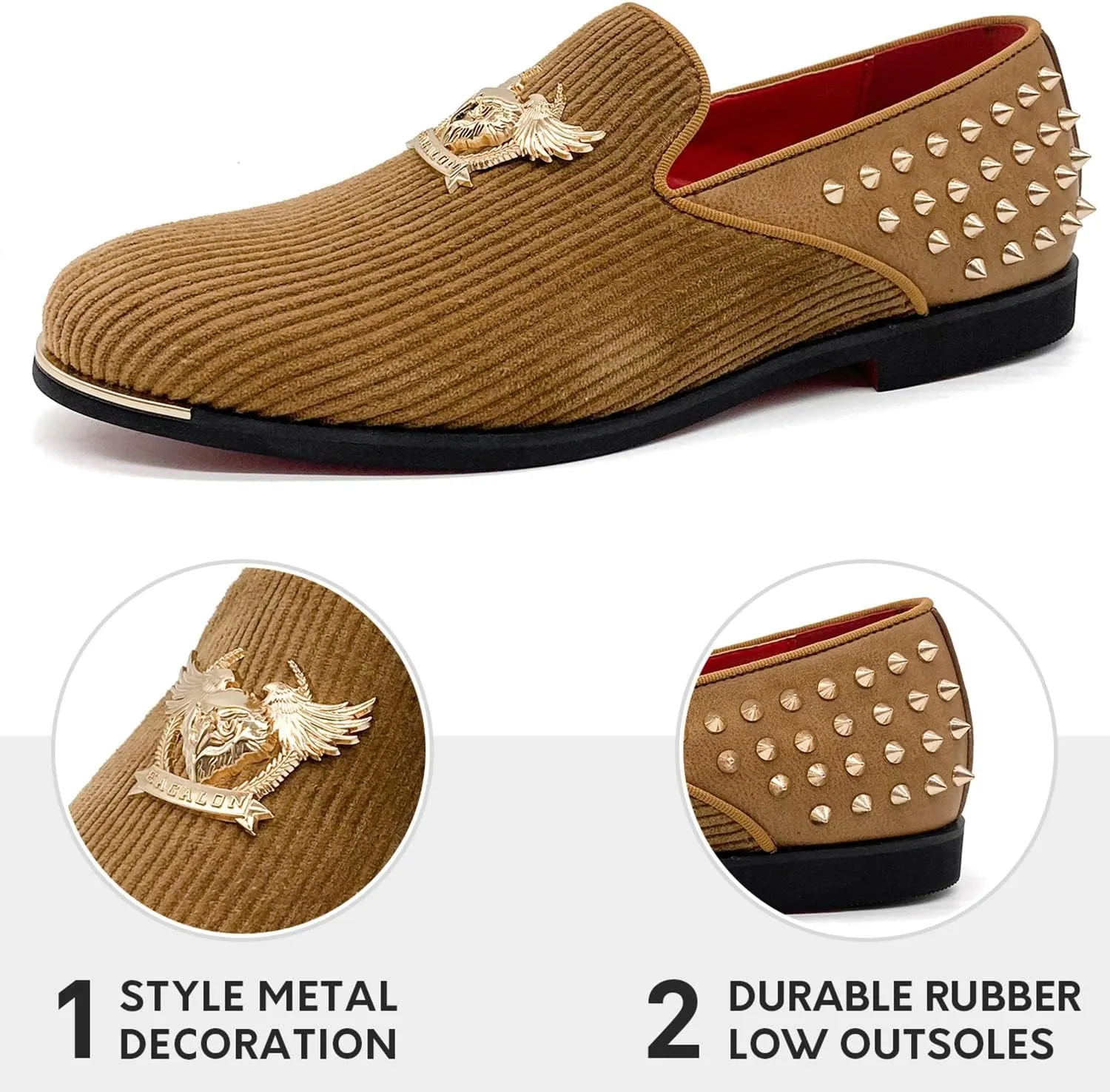 Men's Loafers Vintage Slip on Suede Dress Shoes Velvet Dress Loafers Size 7-13