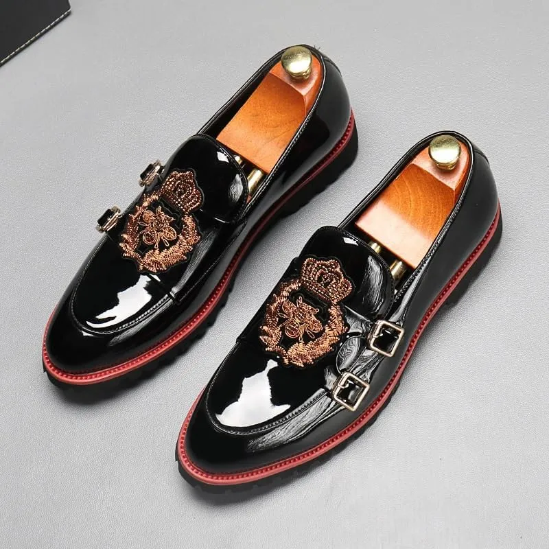 Men's Luxury Leather Penny Loafers with Chunky Platform, Pointed, Slip-On Design for Office, Business, and Daily Outfits
