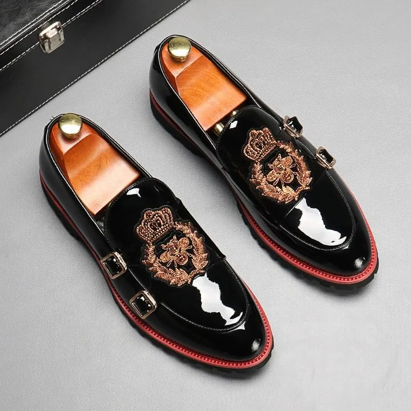 Men's Luxury Leather Penny Loafers with Chunky Platform, Pointed, Slip-On Design for Office, Business, and Daily Outfits