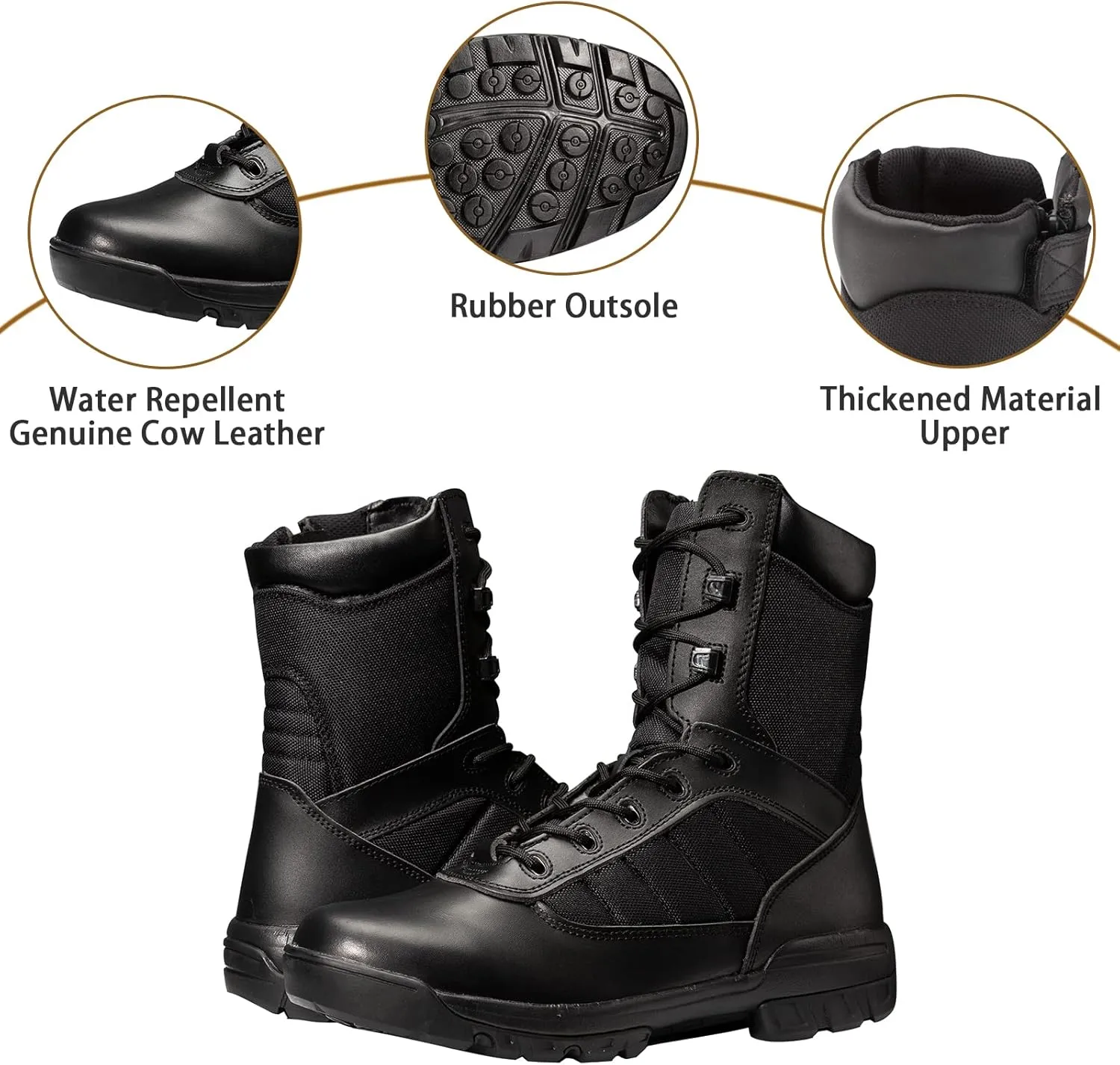 Men's Military Tactical Boots Army Jungle Boots with Zipper