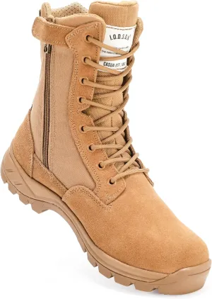 Men's Military Tactical Boots with Side Zipper, Puncture Resistant, Desert Combat, Army Jungle, 8 Inch Lightweight Hiking Boots