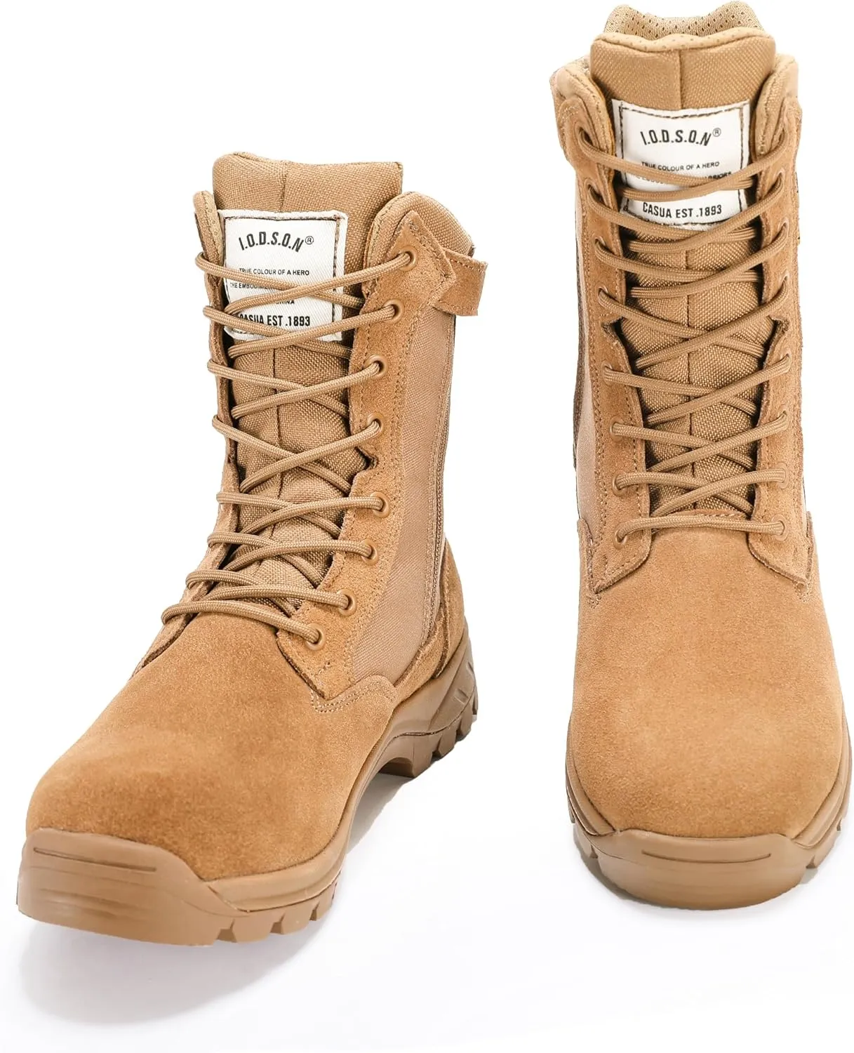 Men's Military Tactical Boots with Side Zipper, Puncture Resistant, Desert Combat, Army Jungle, 8 Inch Lightweight Hiking Boots