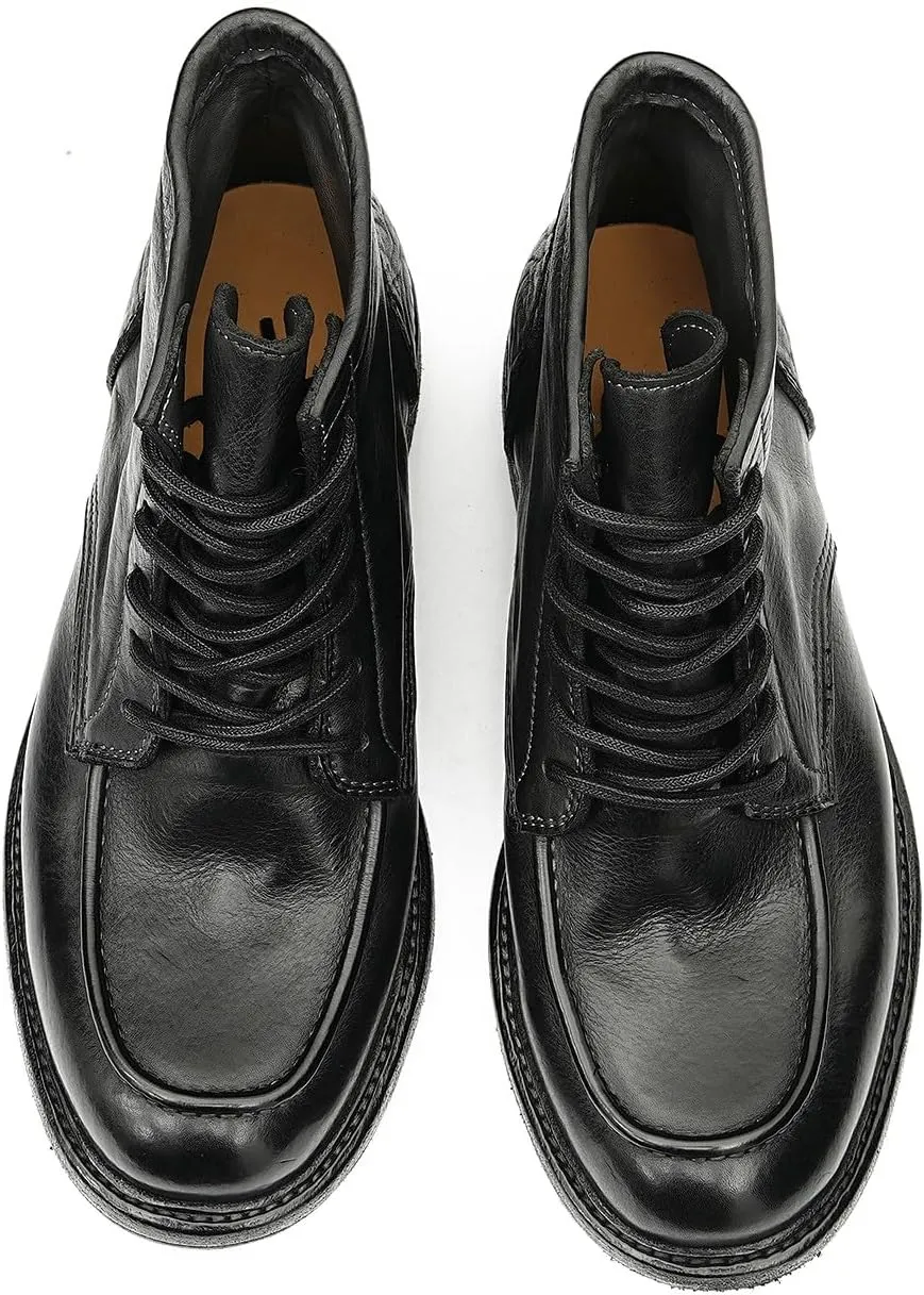 Mens Oxfords Boots Formal Dress Genuine Leather Ankle Boots Fashion Goodyear Handcrafted Lace Up Chelsea Boots Prom Wedding Business Casual Tuxedo Motorcycle Boots for Men