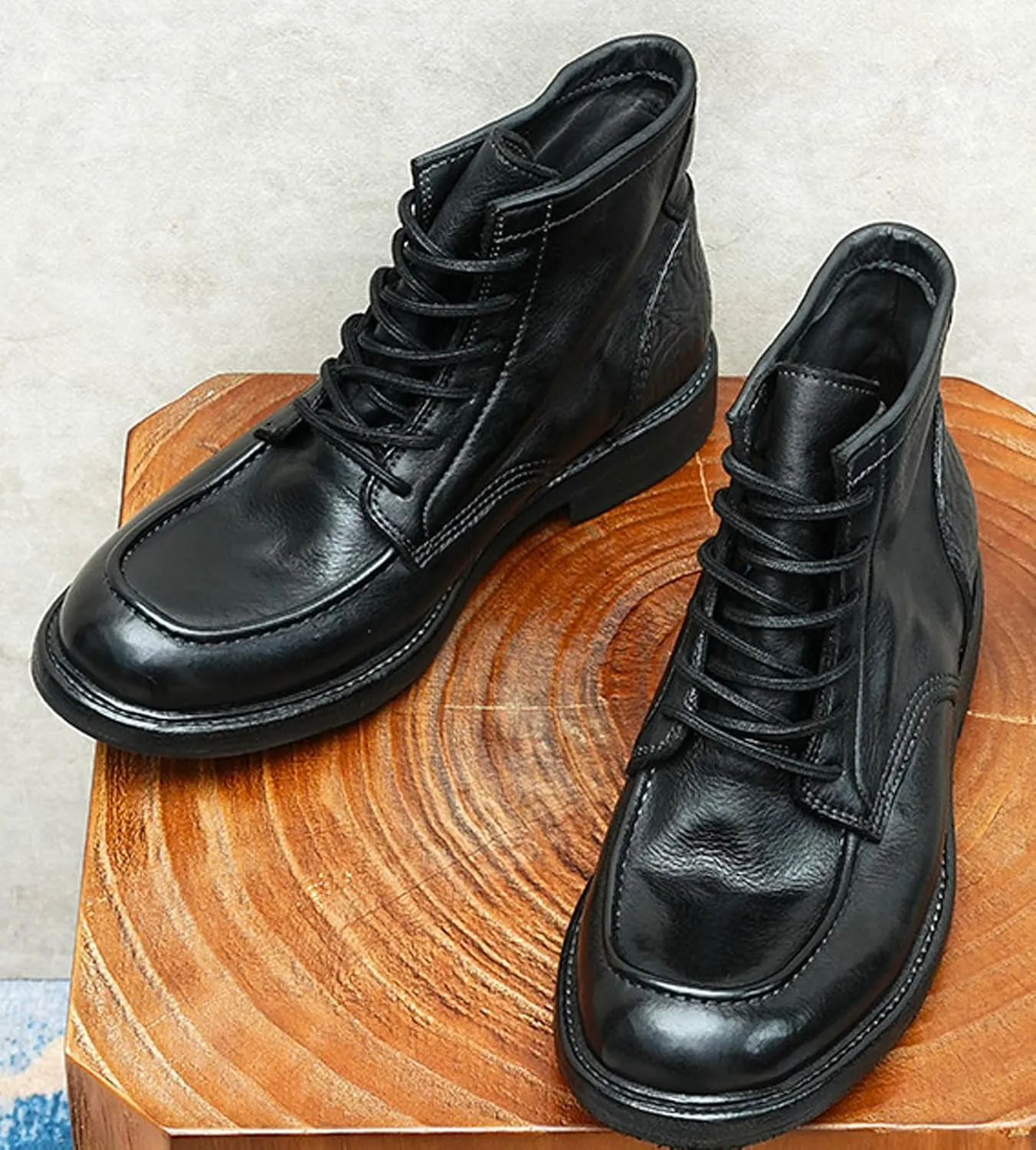 Mens Oxfords Boots Formal Dress Genuine Leather Ankle Boots Fashion Goodyear Handcrafted Lace Up Chelsea Boots Prom Wedding Business Casual Tuxedo Motorcycle Boots for Men