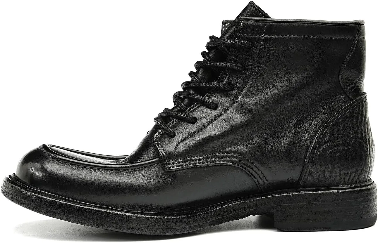 Mens Oxfords Boots Formal Dress Genuine Leather Ankle Boots Fashion Goodyear Handcrafted Lace Up Chelsea Boots Prom Wedding Business Casual Tuxedo Motorcycle Boots for Men