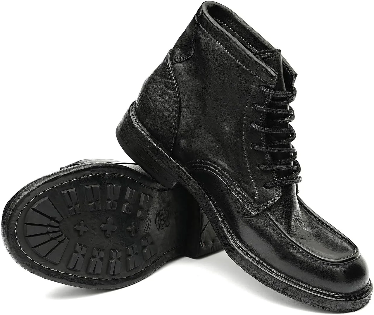 Mens Oxfords Boots Formal Dress Genuine Leather Ankle Boots Fashion Goodyear Handcrafted Lace Up Chelsea Boots Prom Wedding Business Casual Tuxedo Motorcycle Boots for Men
