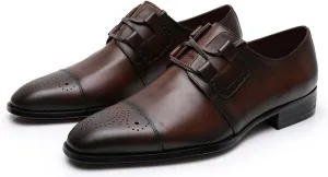Men's Oxfords Brown Dress Shoes for Men Formal Derby Casual Fashion Classic Lace Up Brogues Wedding Leather Shoes
