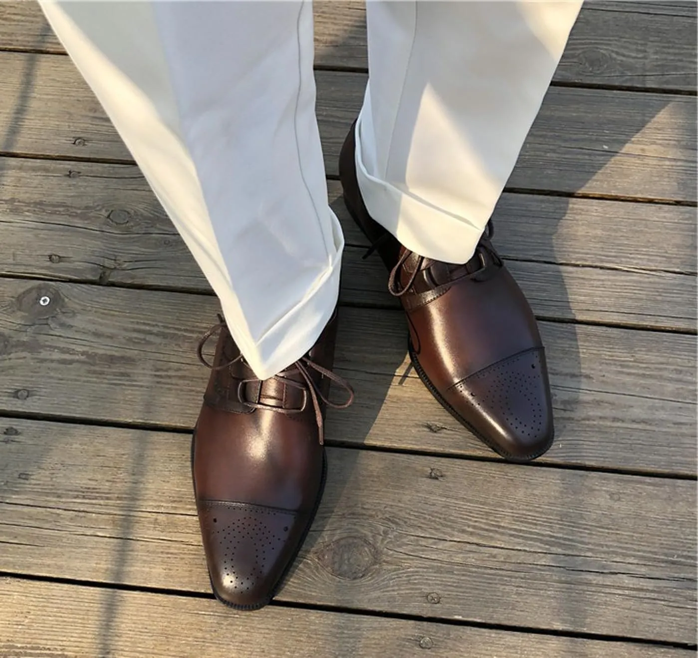 Men's Oxfords Brown Dress Shoes for Men Formal Derby Casual Fashion Classic Lace Up Brogues Wedding Leather Shoes
