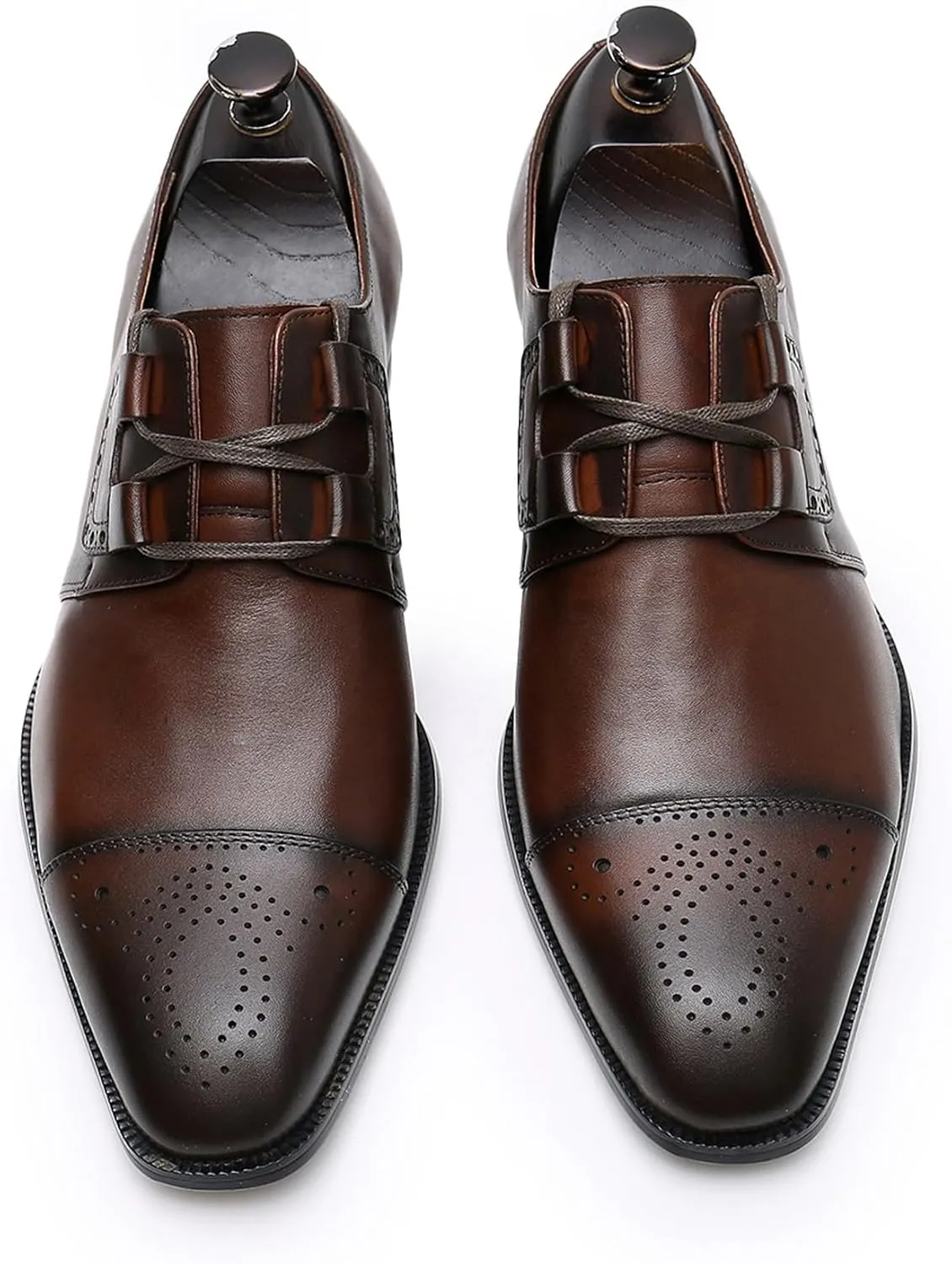 Men's Oxfords Brown Dress Shoes for Men Formal Derby Casual Fashion Classic Lace Up Brogues Wedding Leather Shoes