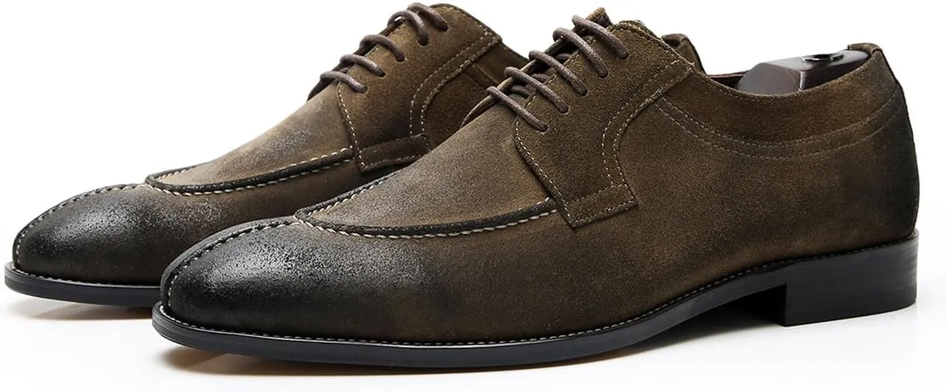 Men's Oxfords Brown Dress Shoes for Men Formal Fashion Business Casual Derby Brogues Wedding Leather Shoes