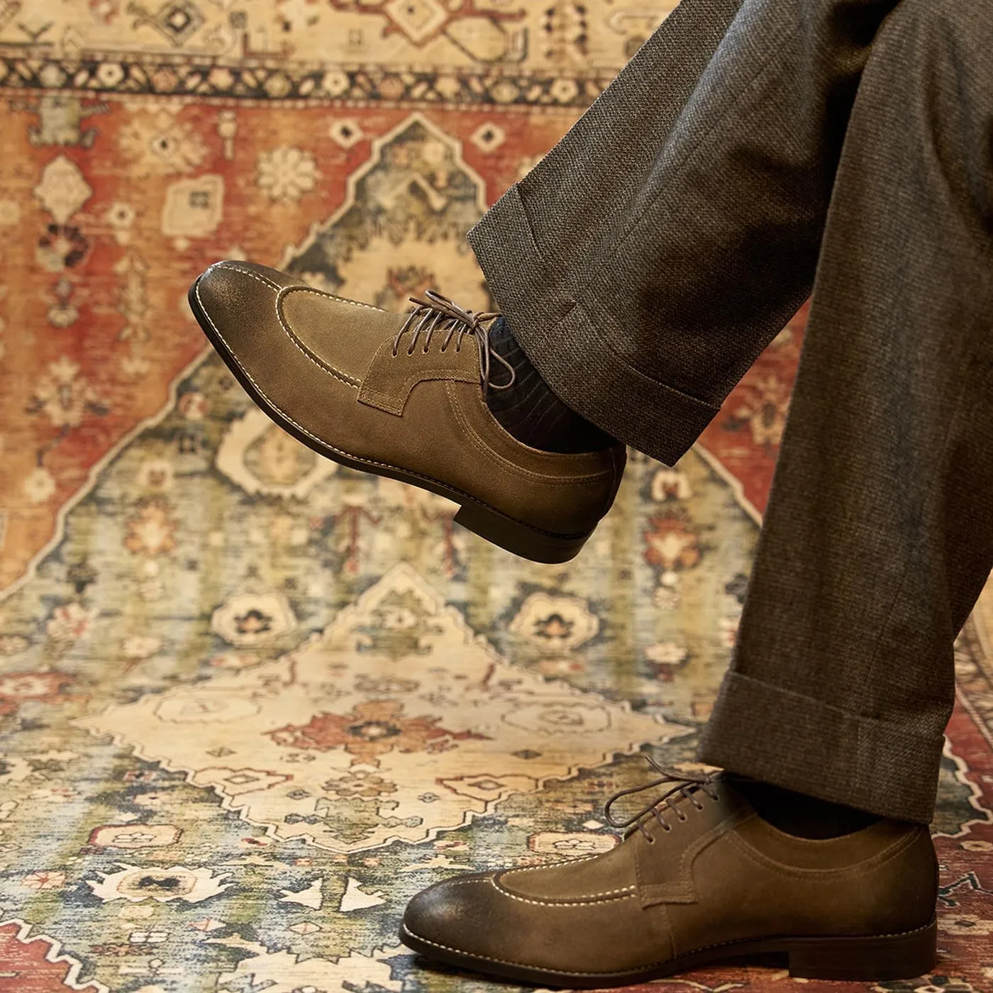 Men's Oxfords Brown Dress Shoes for Men Formal Fashion Business Casual Derby Brogues Wedding Leather Shoes