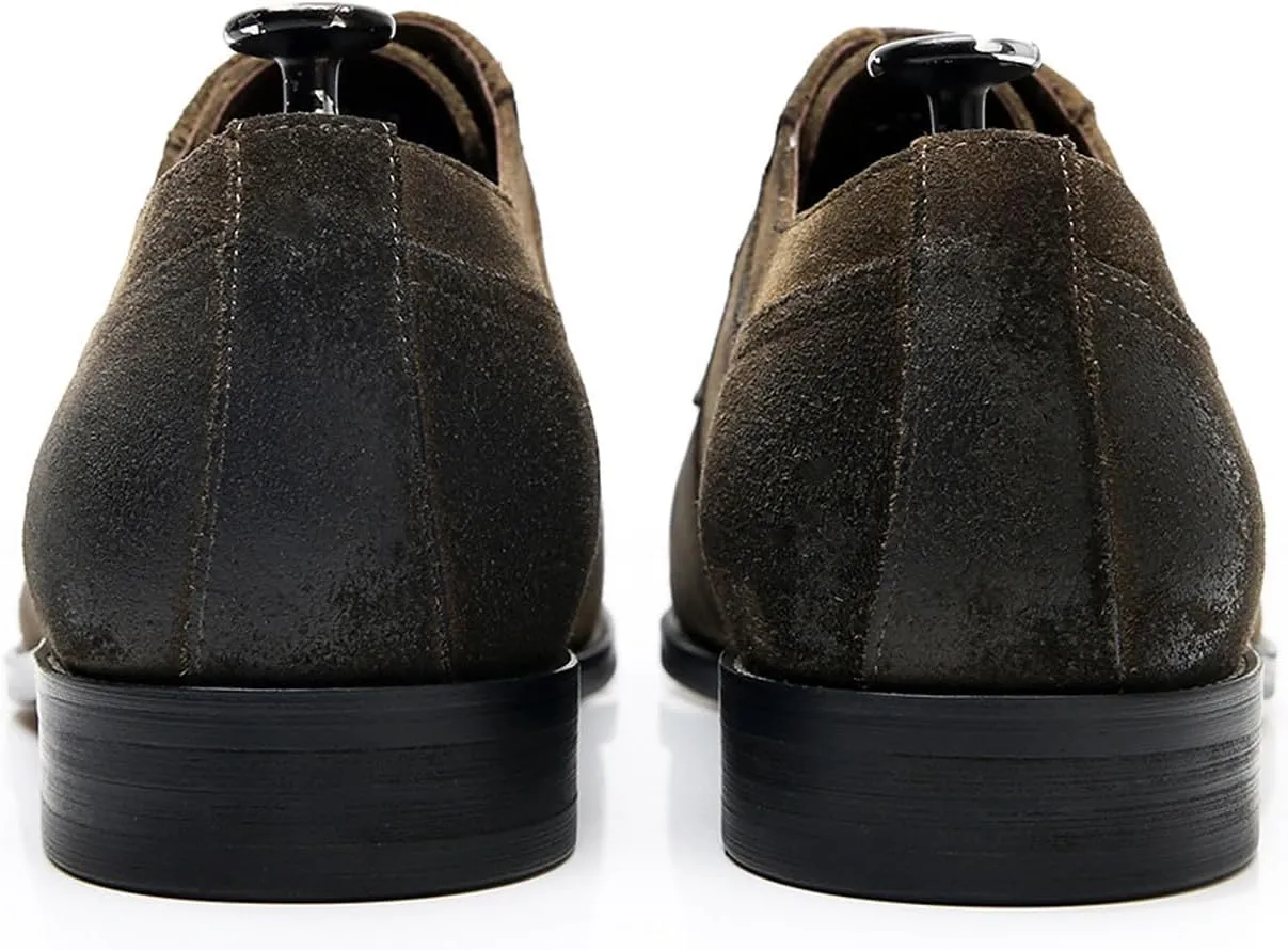 Men's Oxfords Brown Dress Shoes for Men Formal Fashion Business Casual Derby Brogues Wedding Leather Shoes