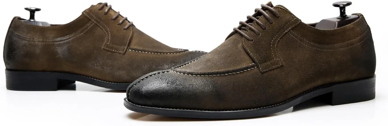Men's Oxfords Brown Dress Shoes for Men Formal Fashion Business Casual Derby Brogues Wedding Leather Shoes