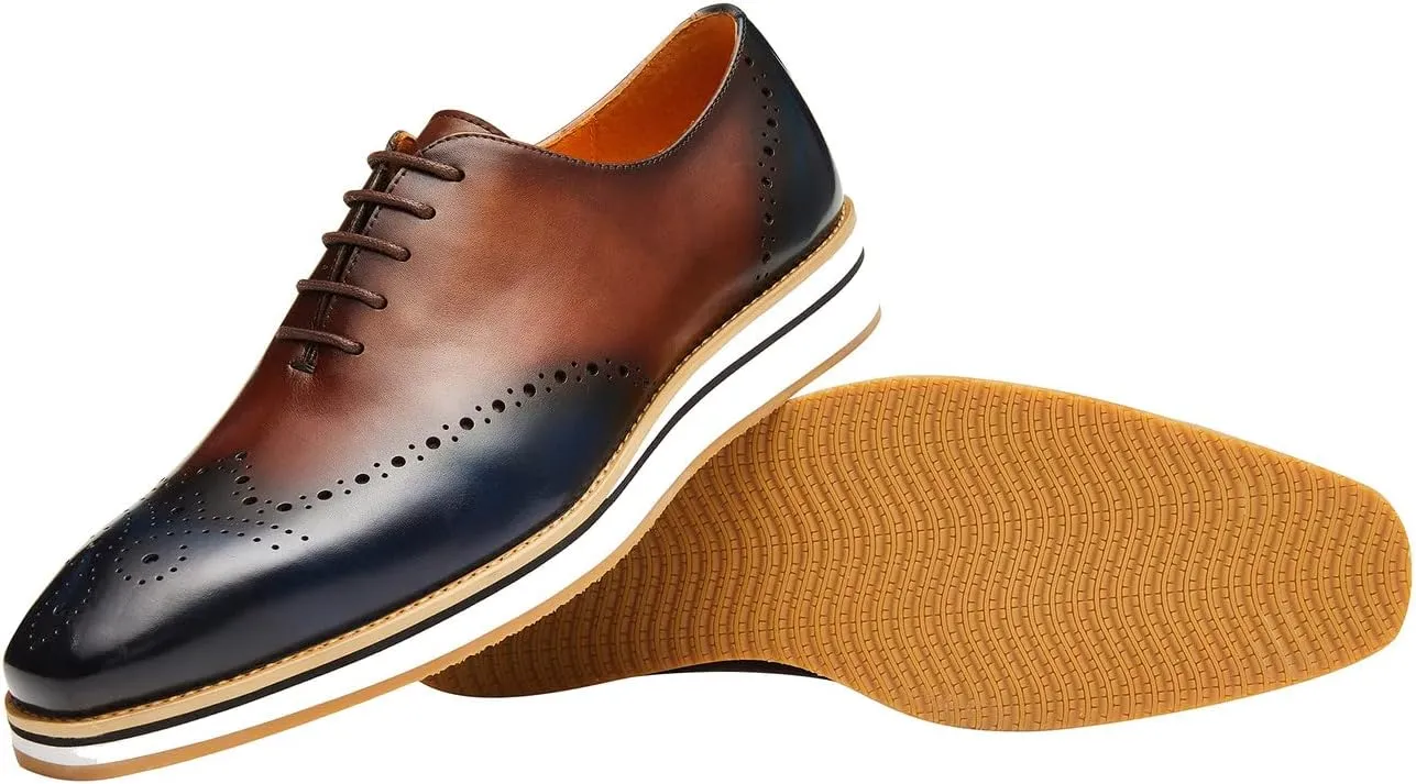 Men's Oxfords Business Casual Formal Dress Shoes Wingtip Boys Leather Sneakers Walking Shoes for Men