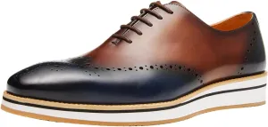 Men's Oxfords Business Casual Formal Dress Shoes Wingtip Boys Leather Sneakers Walking Shoes for Men
