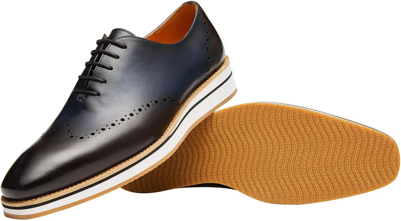 Men's Oxfords Business Casual Formal Dress Shoes Wingtip Boys Leather Sneakers Walking Shoes for Men