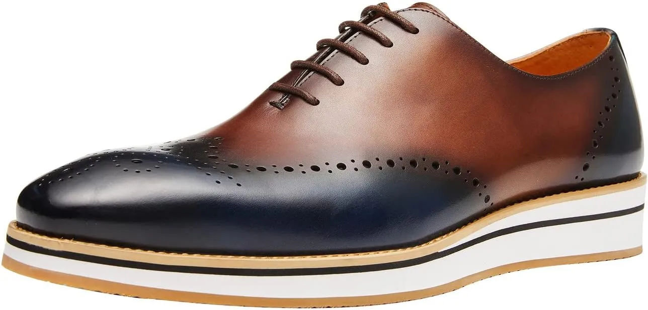 Men's Oxfords Business Casual Formal Dress Shoes Wingtip Boys Leather Sneakers Walking Shoes for Men
