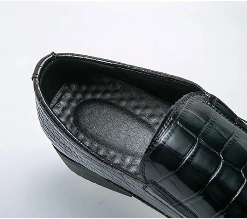 Men's Oxfords Shoes Hand-Stitching Softsole Driving Loafers Shoes Non-Slip Block Heel Formal Shoes for Men(White-Patch Five-Pointed star4,8.5)