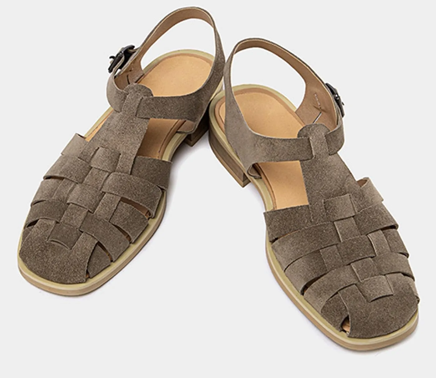Mens Sandals Black Dress Slippers Handwoven Cowhide Leather Casual Shoes for Men Summer Beach Closed Toe Sandals Stylish Comfortable Non-Slip Shoes