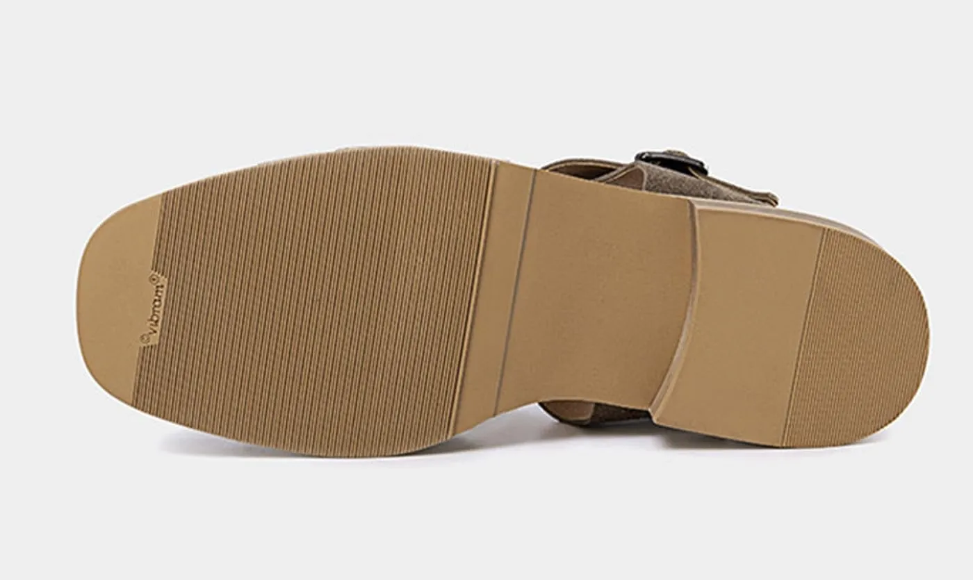 Mens Sandals Black Dress Slippers Handwoven Cowhide Leather Casual Shoes for Men Summer Beach Closed Toe Sandals Stylish Comfortable Non-Slip Shoes