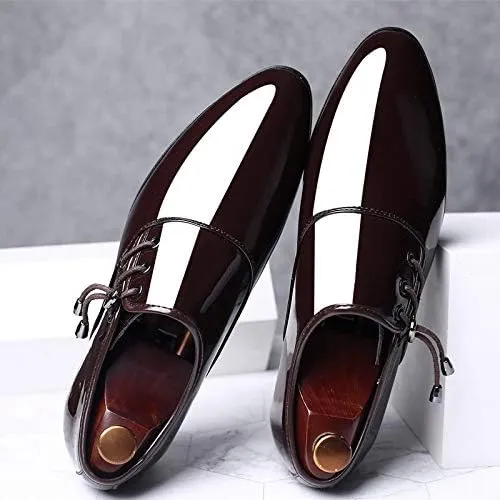 Men's Shiny Patent Leather Slip-Ons Loafers Comfort Mens Business Casual Dress Shoes