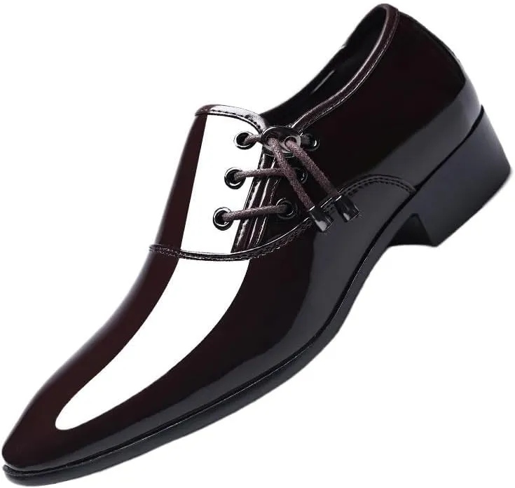 Men's Shiny Patent Leather Slip-Ons Loafers Comfort Mens Business Casual Dress Shoes