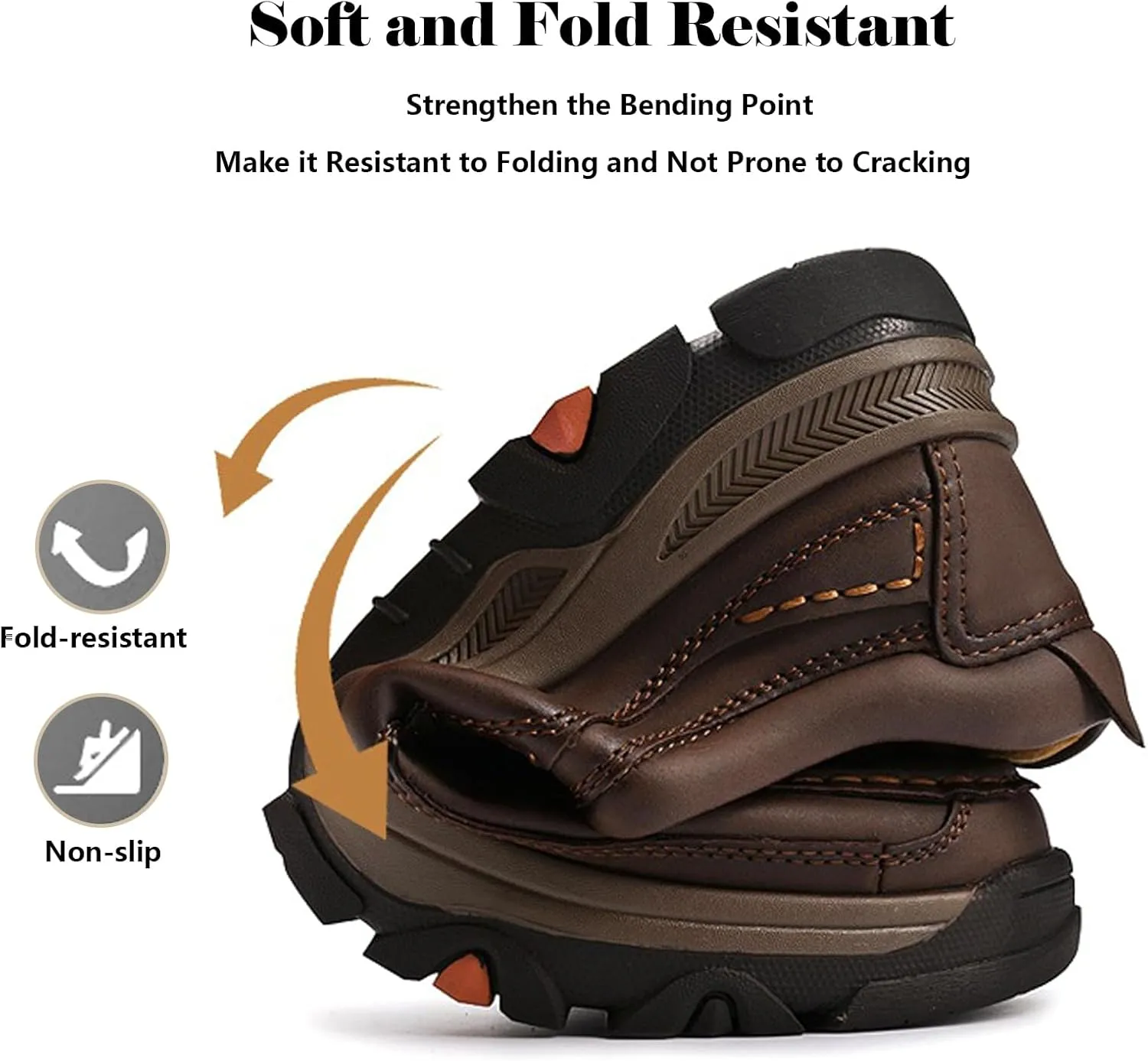 Men's Slip On Leather Shoes, Walking Loafers Lightweight Casual Sneakers, Outdoor Comfortable Hiking Shoes, for Travel, Camping, Running