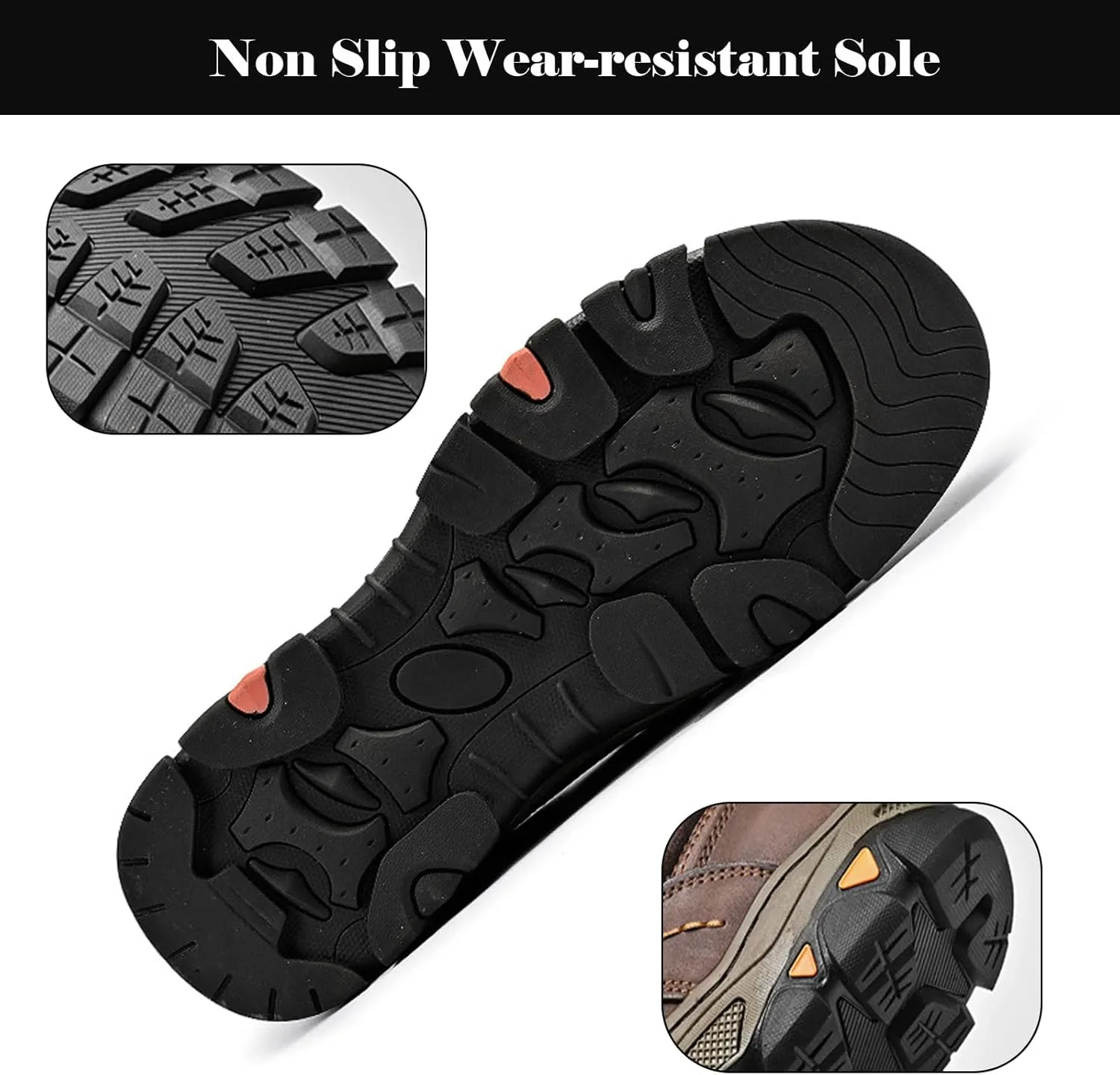 Men's Slip On Leather Shoes, Walking Loafers Lightweight Casual Sneakers, Outdoor Comfortable Hiking Shoes, for Travel, Camping, Running