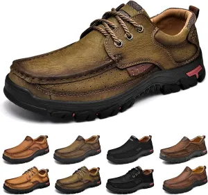 Men's Slip On Waterproof Loafers Leather Walking Boots Mens Slip-On Dress Shoes Slippers for Men Outdoor Trekking Camping Sneakers