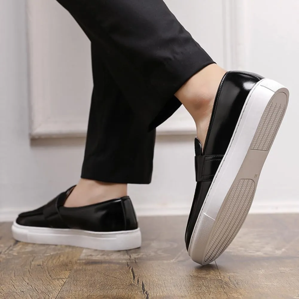 Men's Suede & Patent Leather Loafers - Lightweight Casual Sneakers with Sport Rubber Sole for Business, Office & Travel