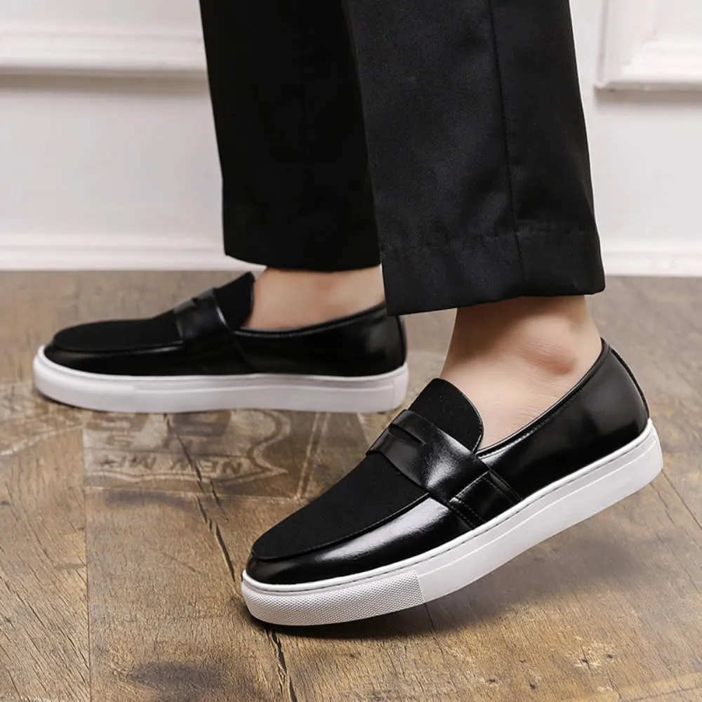 Men's Suede & Patent Leather Loafers - Lightweight Casual Sneakers with Sport Rubber Sole for Business, Office & Travel