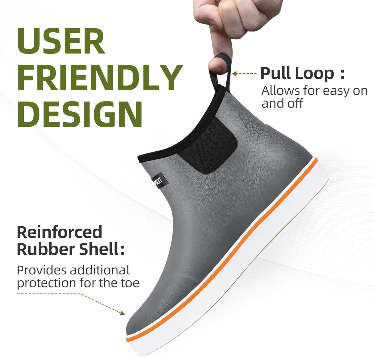 Men's Waterproof Deck Rain Boots - Anti-Slip Rubber Ankle Boots for men, ideal for Fishing and Boating, All-Season
