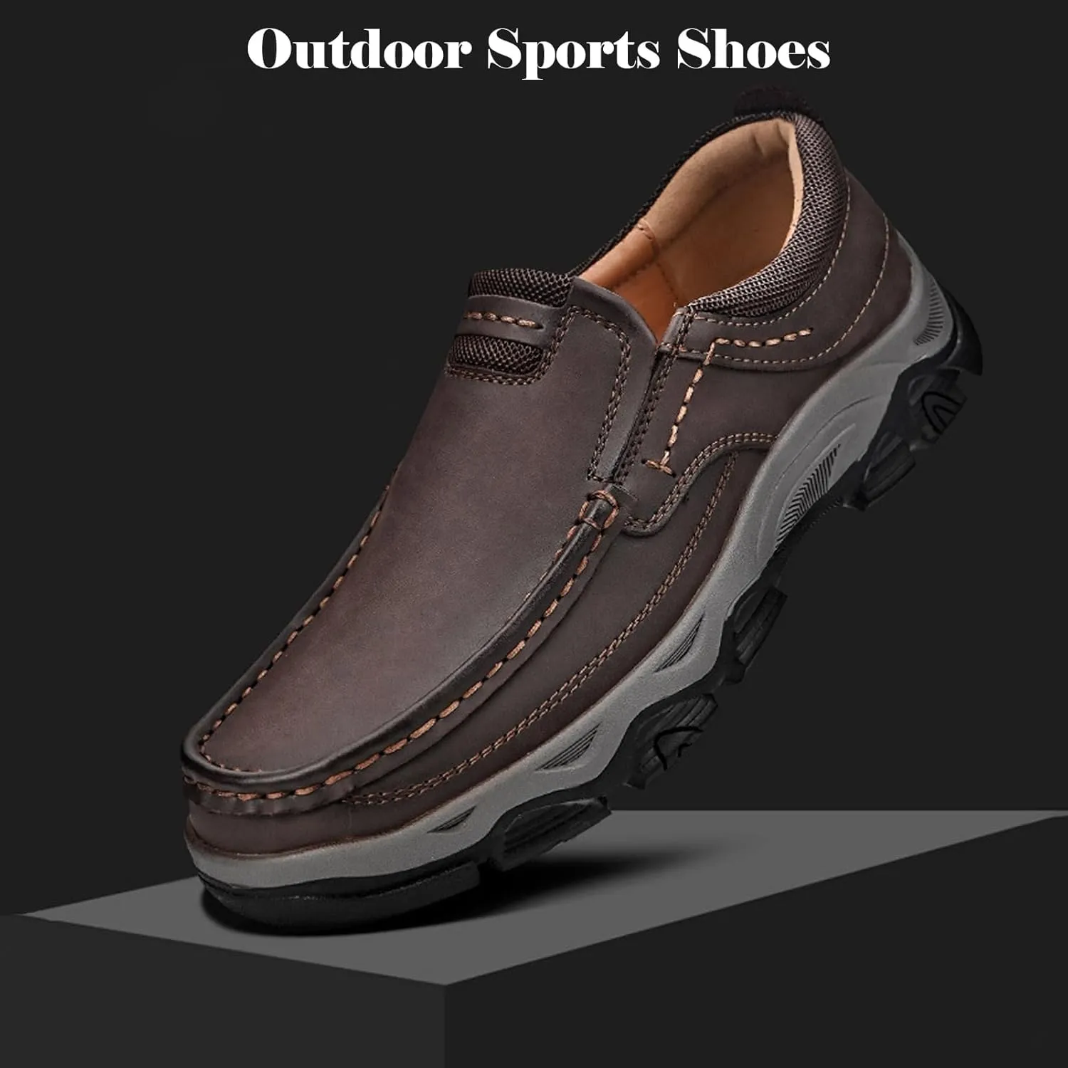 Men's Waterproof Hiking Shoes, Men Slip On Non Slip Work Loafers, Outdoor Lightweight Breathable Sneakers, for Travel, Camping, Running