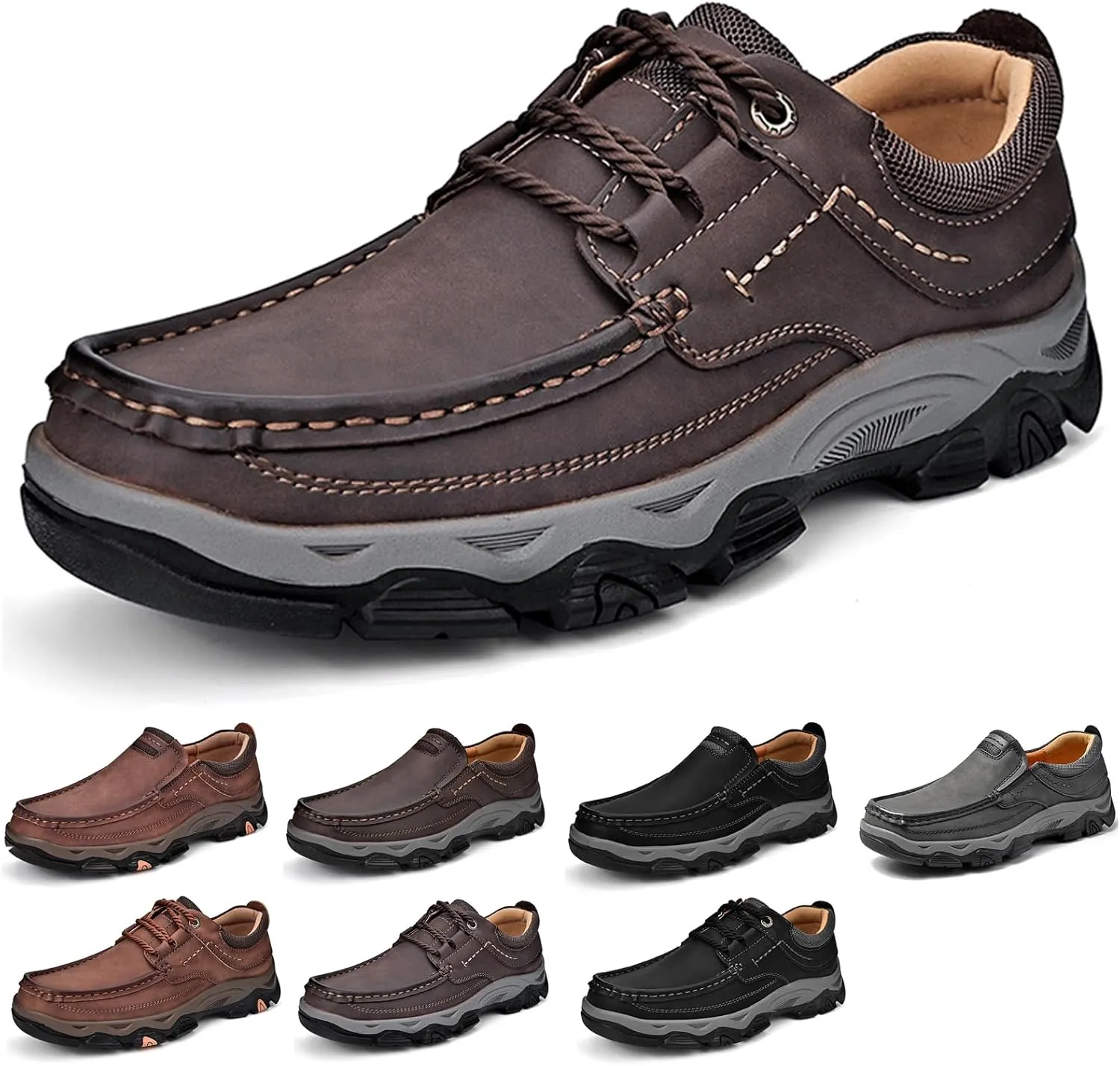 Men's Waterproof Hiking Shoes, Men Slip On Non Slip Work Loafers, Outdoor Lightweight Breathable Sneakers, for Travel, Camping, Running