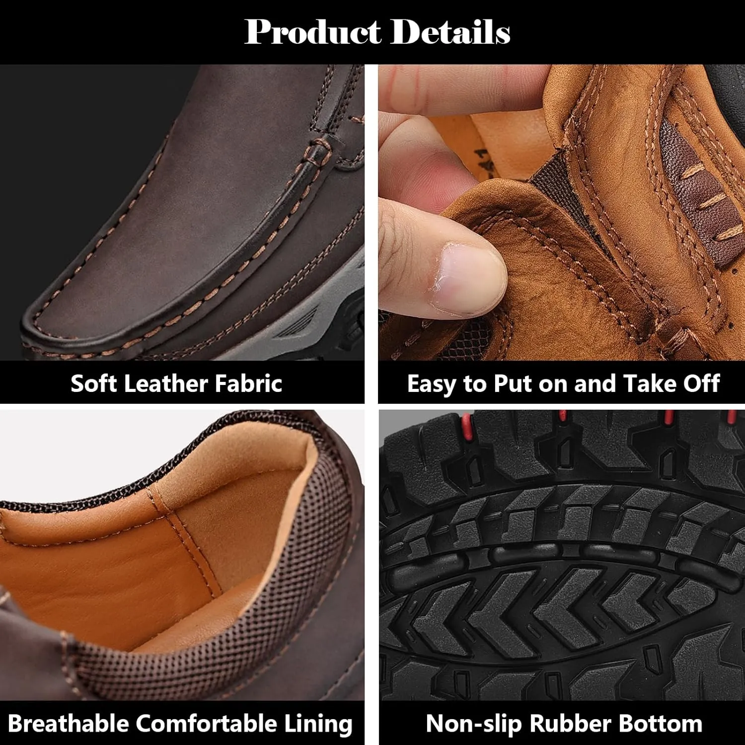 Men's Waterproof Hiking Shoes, Men Slip On Non Slip Work Loafers, Outdoor Lightweight Breathable Sneakers, for Travel, Camping, Running