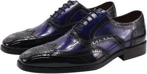 Mens Wingtips Brogues Oxfords Formal Dress Suit Shoes Genunie Leather Luxury Derby Men's Prom Wedding Business Causal Two Tone Shoes Fashion Comfortable Tuxedo Shoes for Men