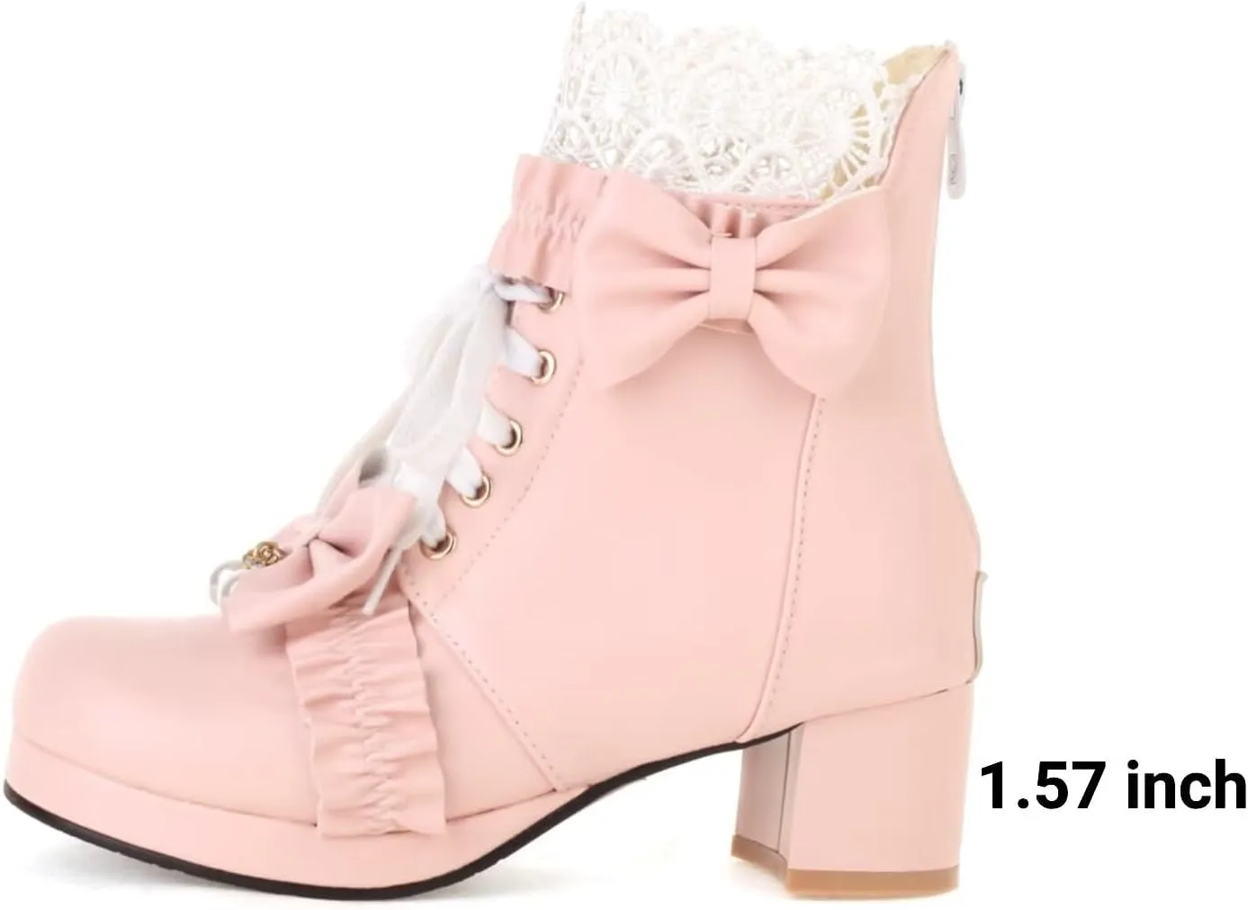 MEOTINA Goth Platform Boots Chunky High Heels Ankle Boots Lace Buckle Gothic Cosplay Booties Zipper Punk Shoes