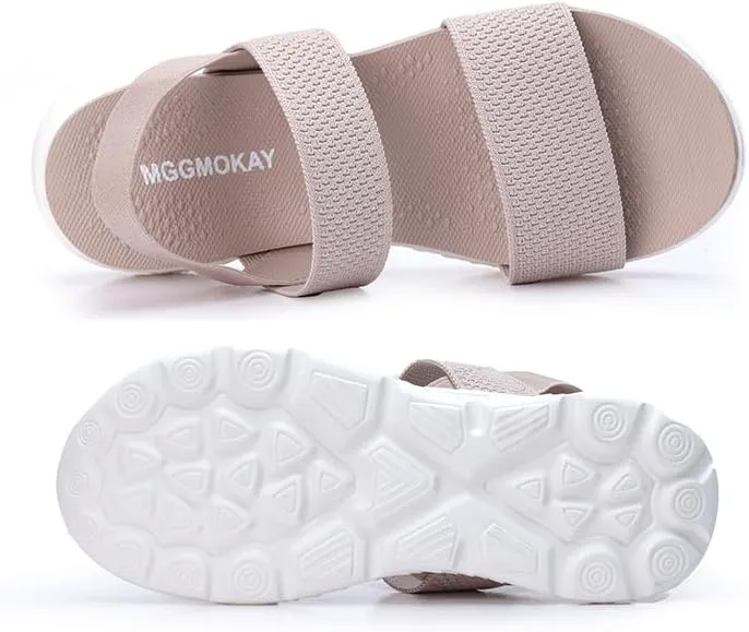 MGGMOKAY Womens Flat Sandals Fashion Soft Comfort Walking Sandals