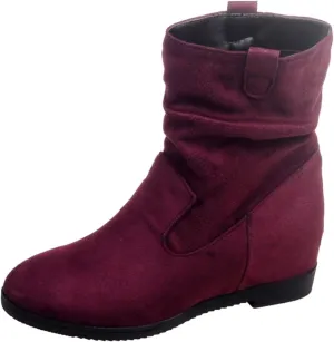Mid Calf Boots for Women Low Hee Platform Boots for Women Fashion Solid Color Suede Crinkle Flat Short Boots